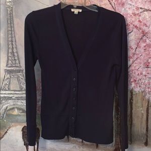Zenana Outfitters Deep Plum Navy Cardigan Girls Sweater sz Youth 12 EUC